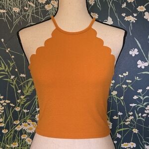 Golden Yellow Scalloped Tank Top